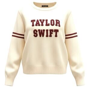 Taylor Swift Sold Out Women's Spell Out Varsity Sweater Red/ Cream SZ M EUC
